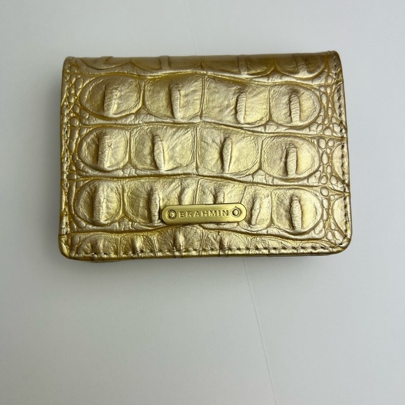 Brahmin Gold Embossed Crocodile Large Leather Bag Small Keychain Wallet Dust Bag - Picture 3 of 15